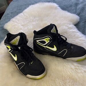 Nike Black and Neon Green High-Tops